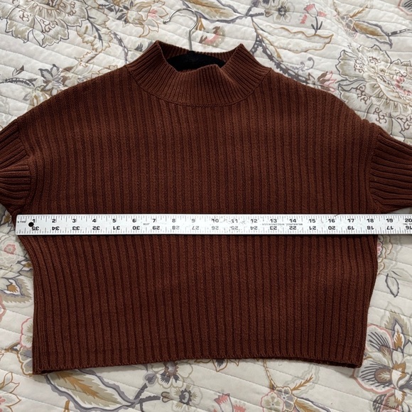 Zara Chestnut Ribbed Knit Crop Top - Picture 4 of 6